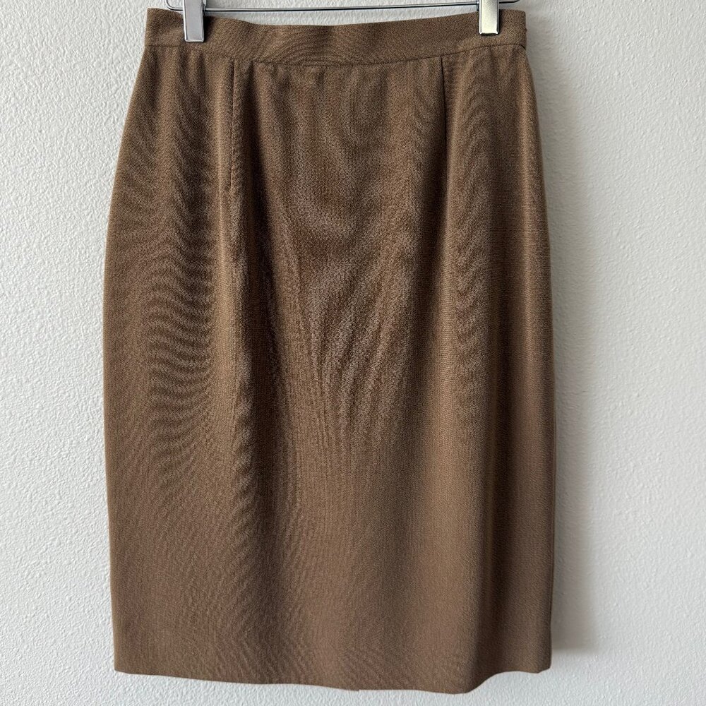 Rena Rowan Fully Lined Dark Tan Size 8 Pencil Skirt